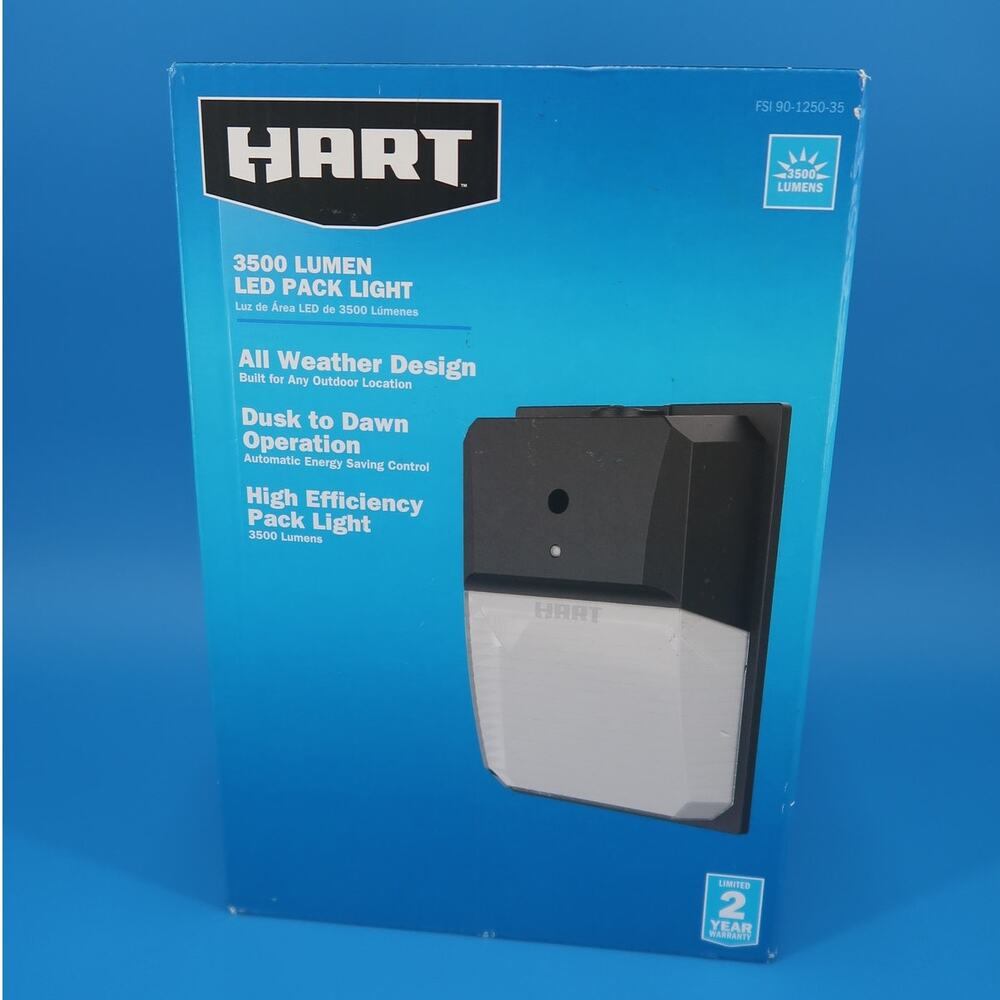 HART 3500 Lumens Hardwire Pack Light with Clear Lens Cover, Dusk to Dawn, Black